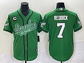 Men's Philadelphia Eagles #7 Haason Reddick Green C Patch Cool Base Stitched Baseball Jersey,baseball caps,new era cap wholesale,wholesale hats